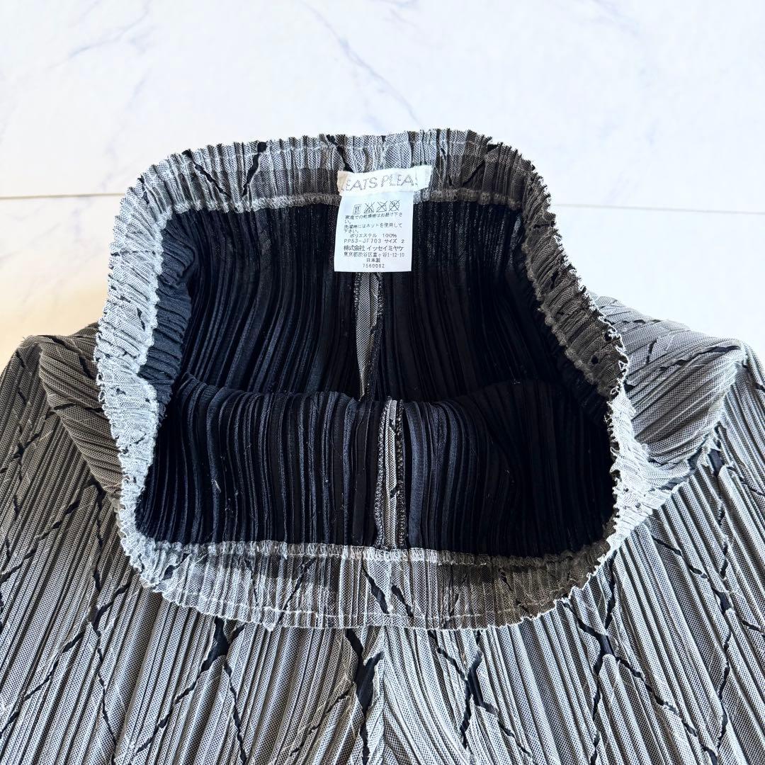 プリーツプリーズ パンツ 有刺鉄線 切りっぱなし加工 チェック ダイヤ 2 M