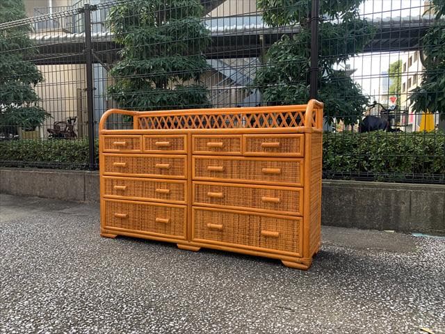 昭和レトロポップ｜ラタンヴィンテージ｜サイドボードチェスト｜10ドロワー｜