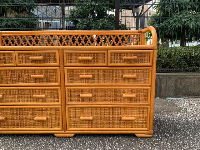 昭和レトロポップ｜ラタンヴィンテージ｜サイドボードチェスト｜10ドロワー｜