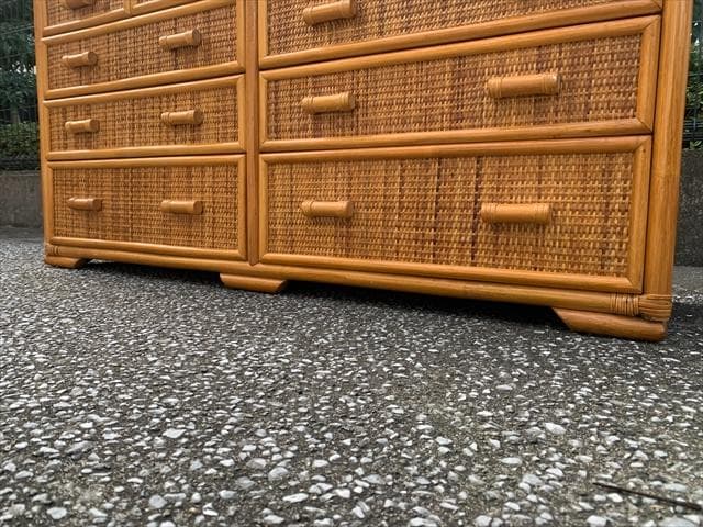 昭和レトロポップ｜ラタンヴィンテージ｜サイドボードチェスト｜10ドロワー｜