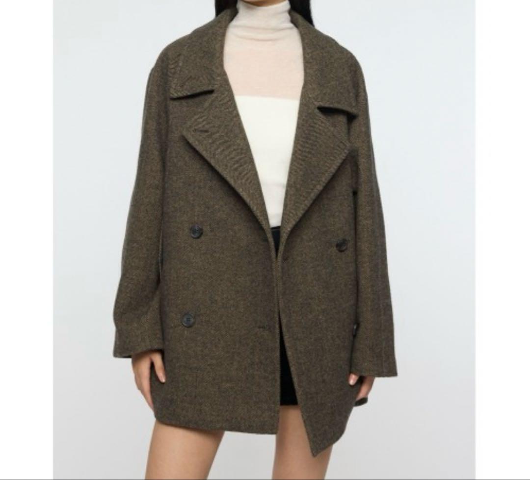 MOUSSY DOUBLE BREASTED MID コート　ブラウン