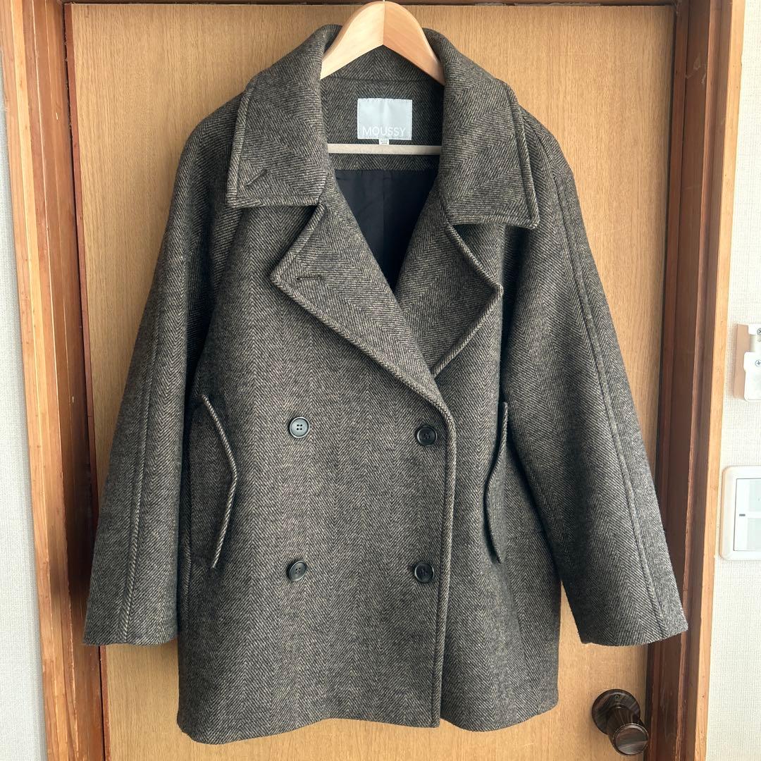 MOUSSY DOUBLE BREASTED MID コート　ブラウン