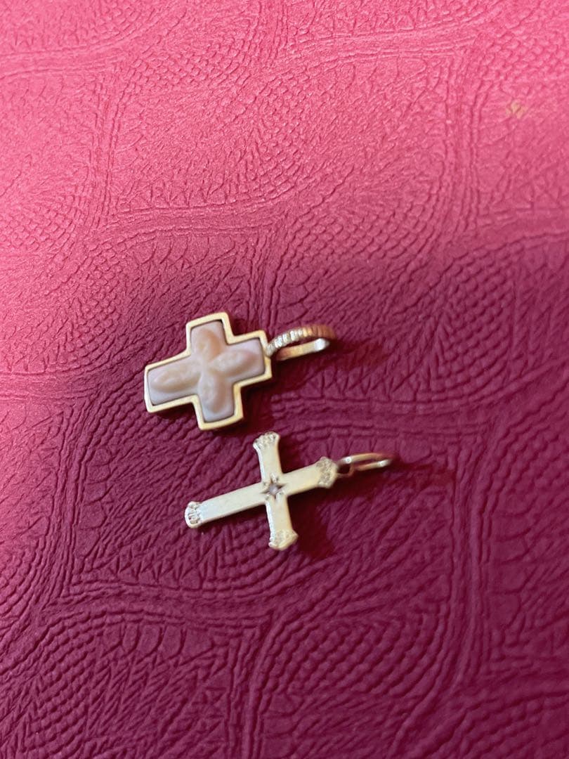 2つ！　ageteK10コンクシェル クロス　ネックレスチャーム 美品