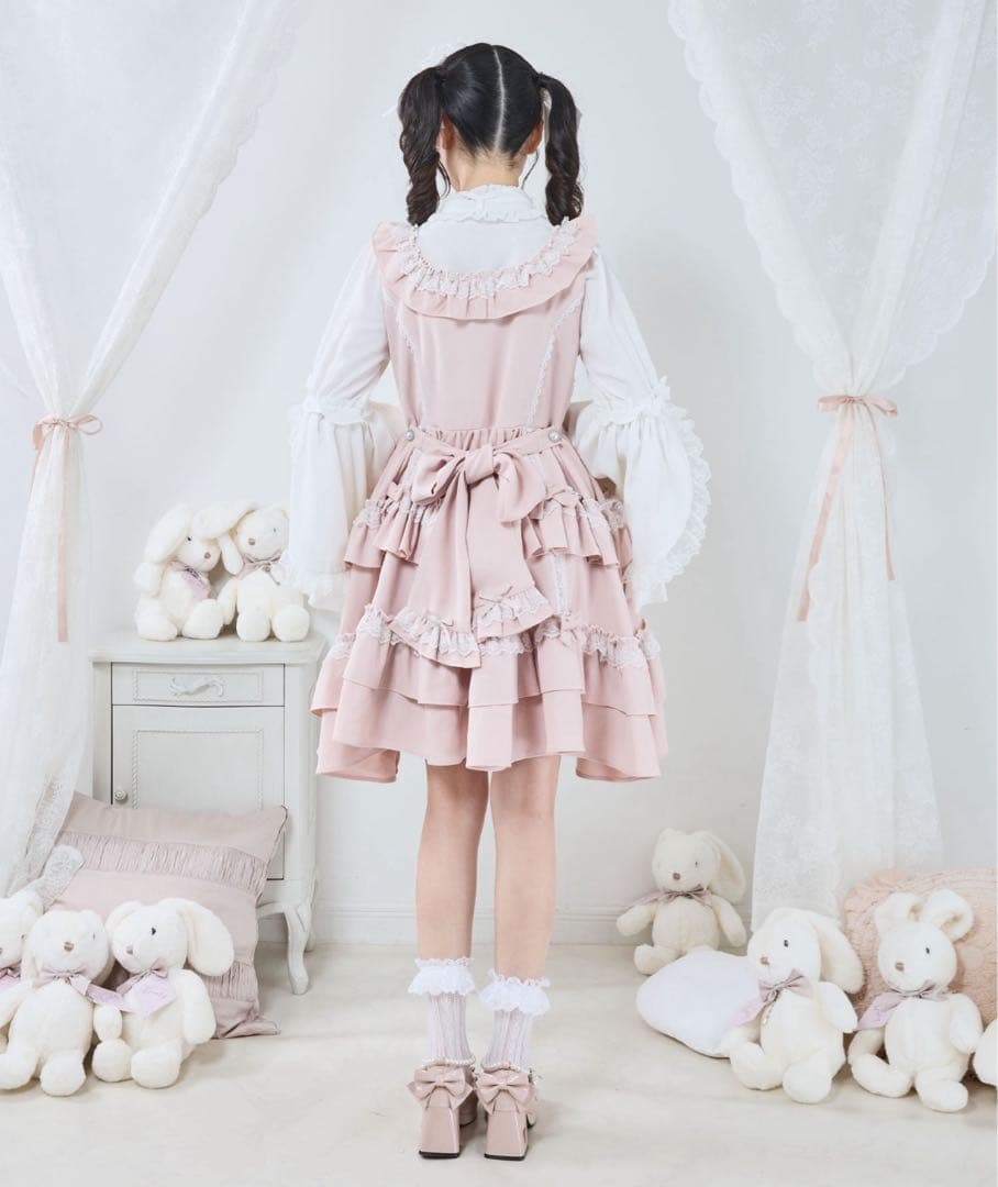 最終値下げ☆フリルたっぷりはしごレースリボンジャンスカ