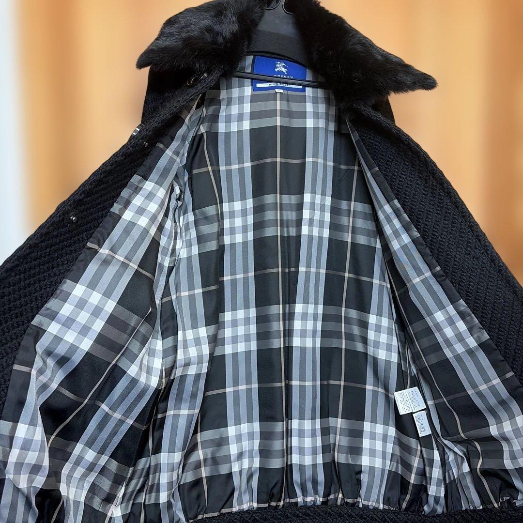バーバリーブルーレーベル　ファーコート　ブラック