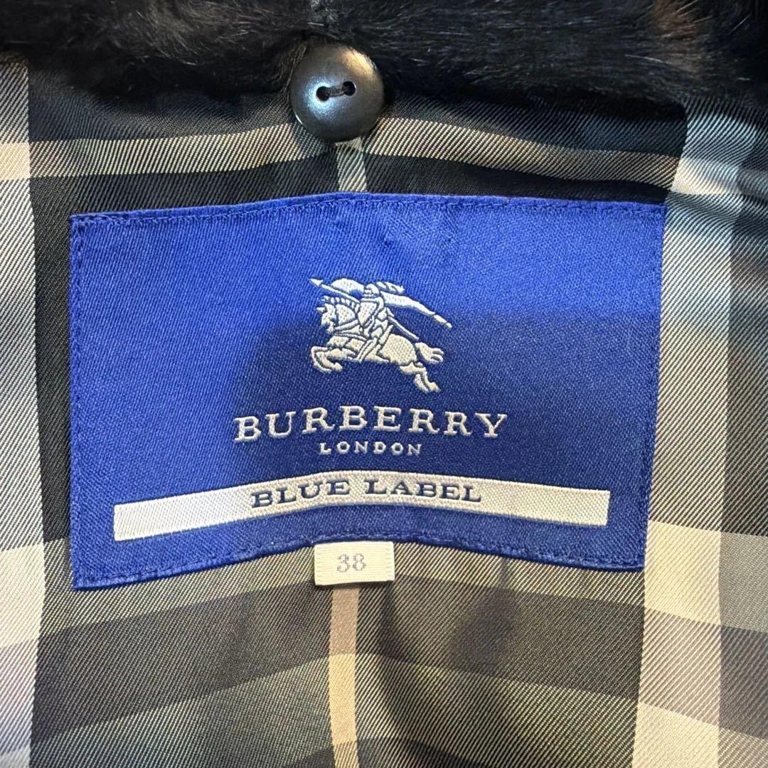 バーバリーブルーレーベル　ファーコート　ブラック