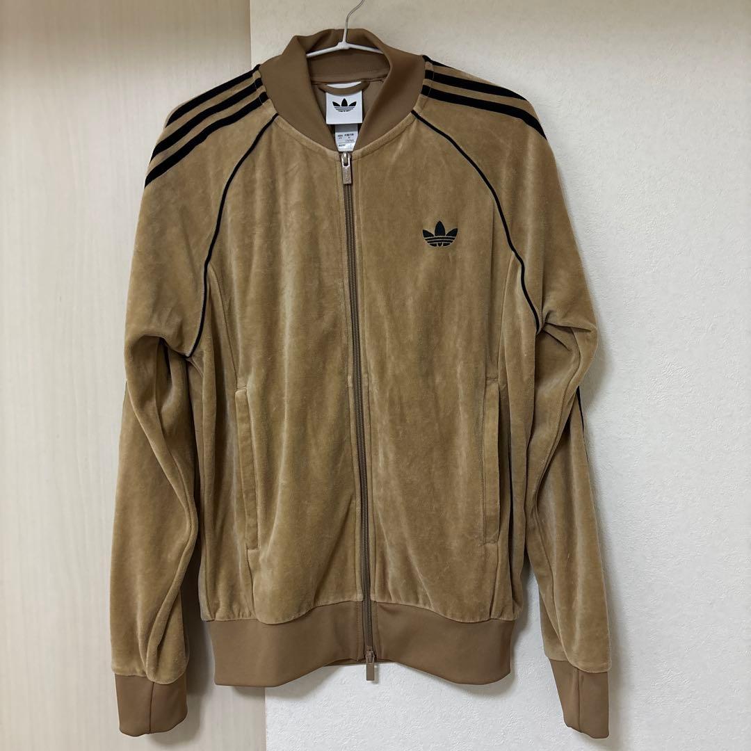 adidas ベロア トラックトップ トラックジャケット ブラウン ブラウン L