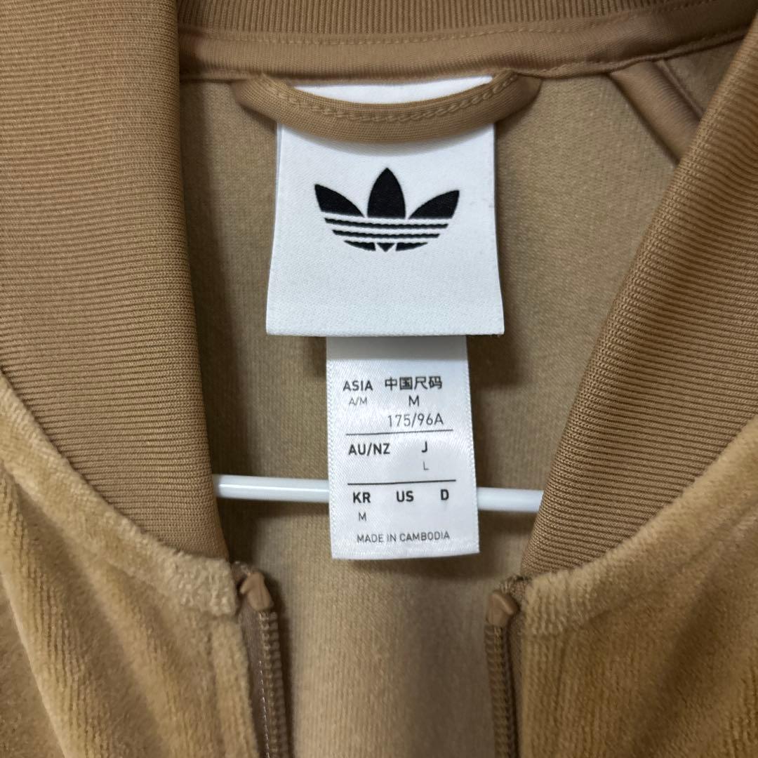 adidas ベロア トラックトップ トラックジャケット ブラウン ブラウン L