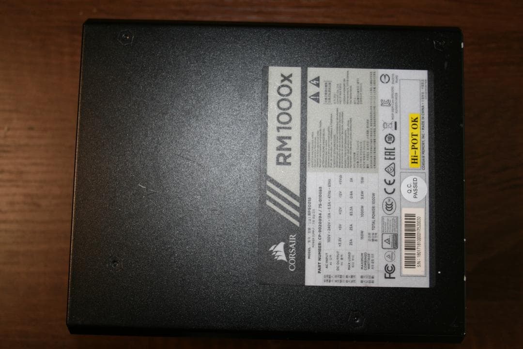 Corsair RM1000X 1000W モジュラー電源（中古）