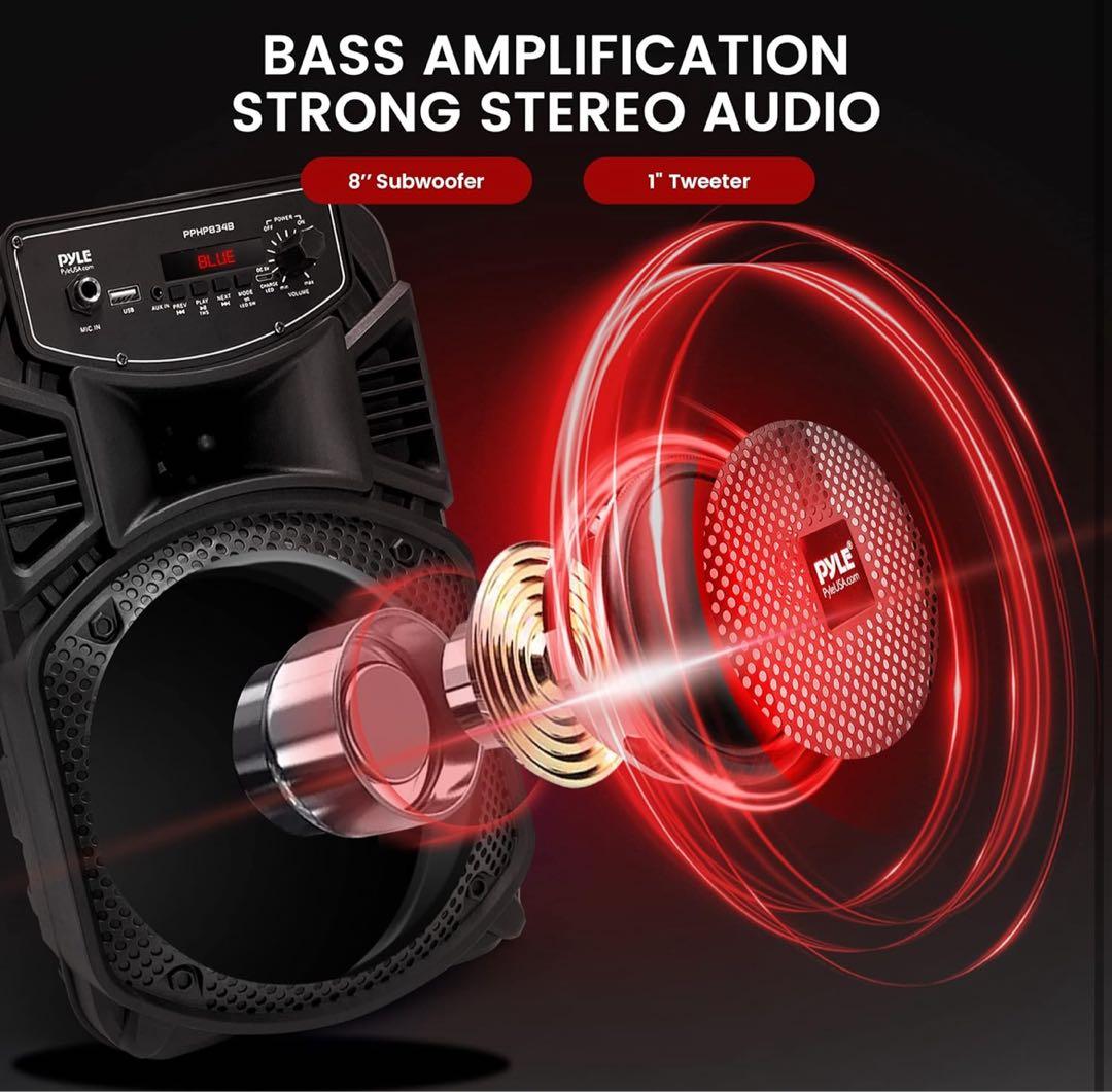 ワイヤレス Bluetooth ポータブルスピーカー 8インチ】 最大出力300