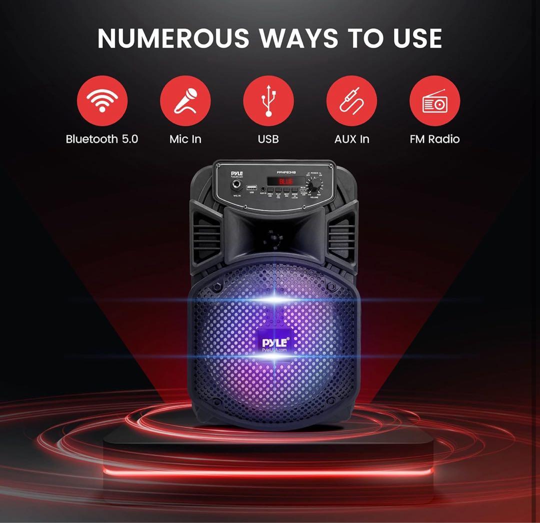 ワイヤレス Bluetooth ポータブルスピーカー 8インチ】 最大出力300