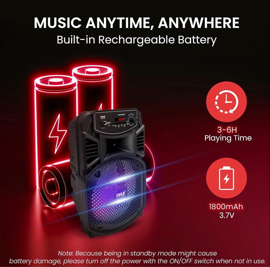 ワイヤレス Bluetooth ポータブルスピーカー 8インチ】 最大出力300