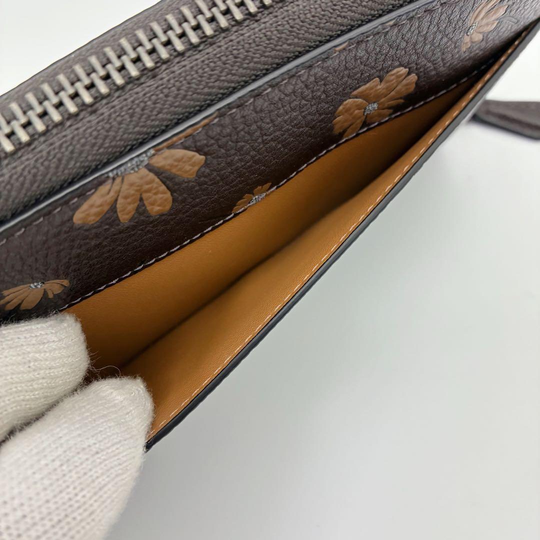 COACH コーチ アコーディオンジップ ウォレット フローラル 花柄 ラメ