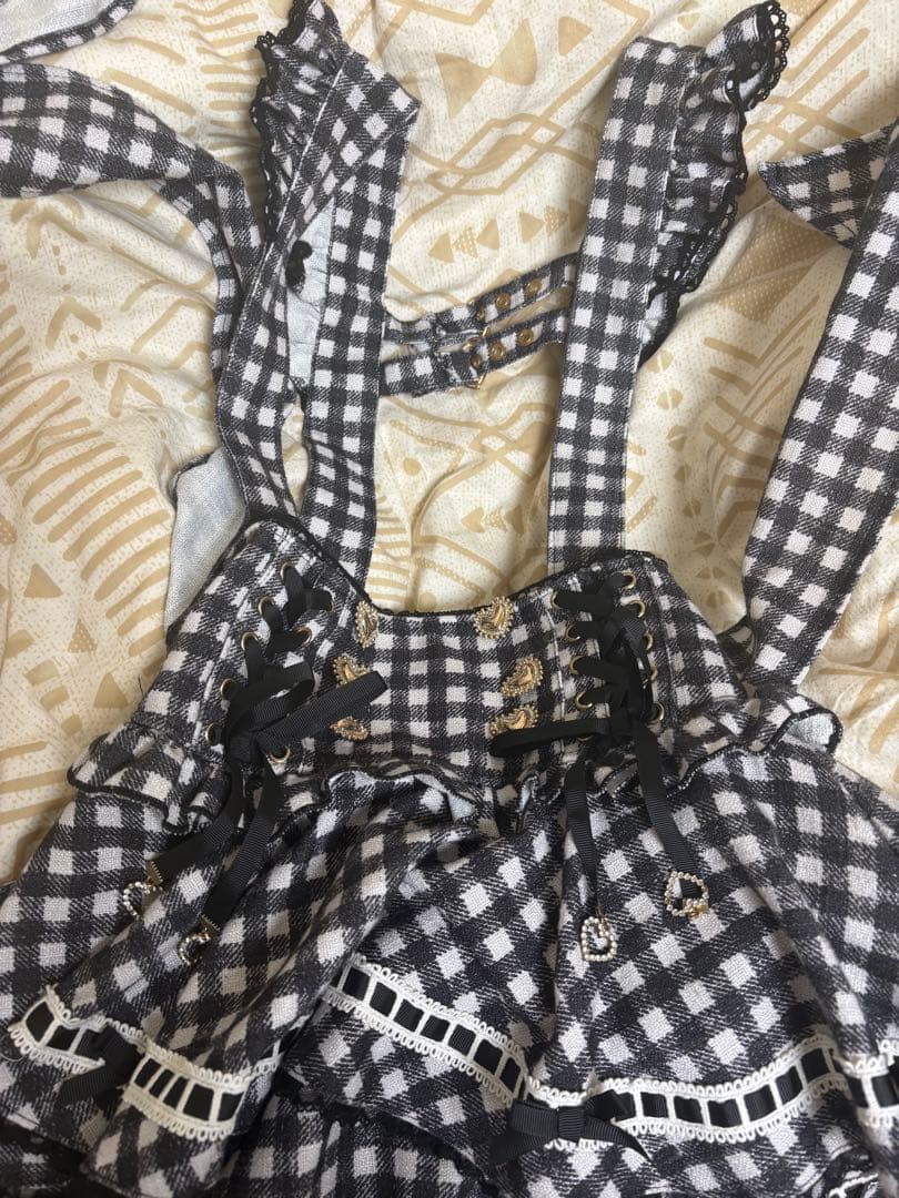 lizlisaはしごリボンギンガムティアードスカパン