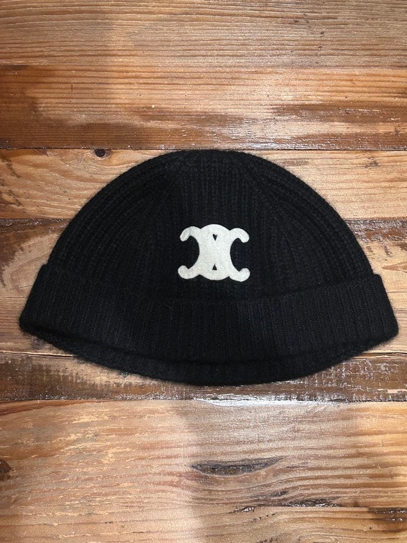 CELINE セリーヌ ニット帽 ビーニー トリオンフロゴ ブラック