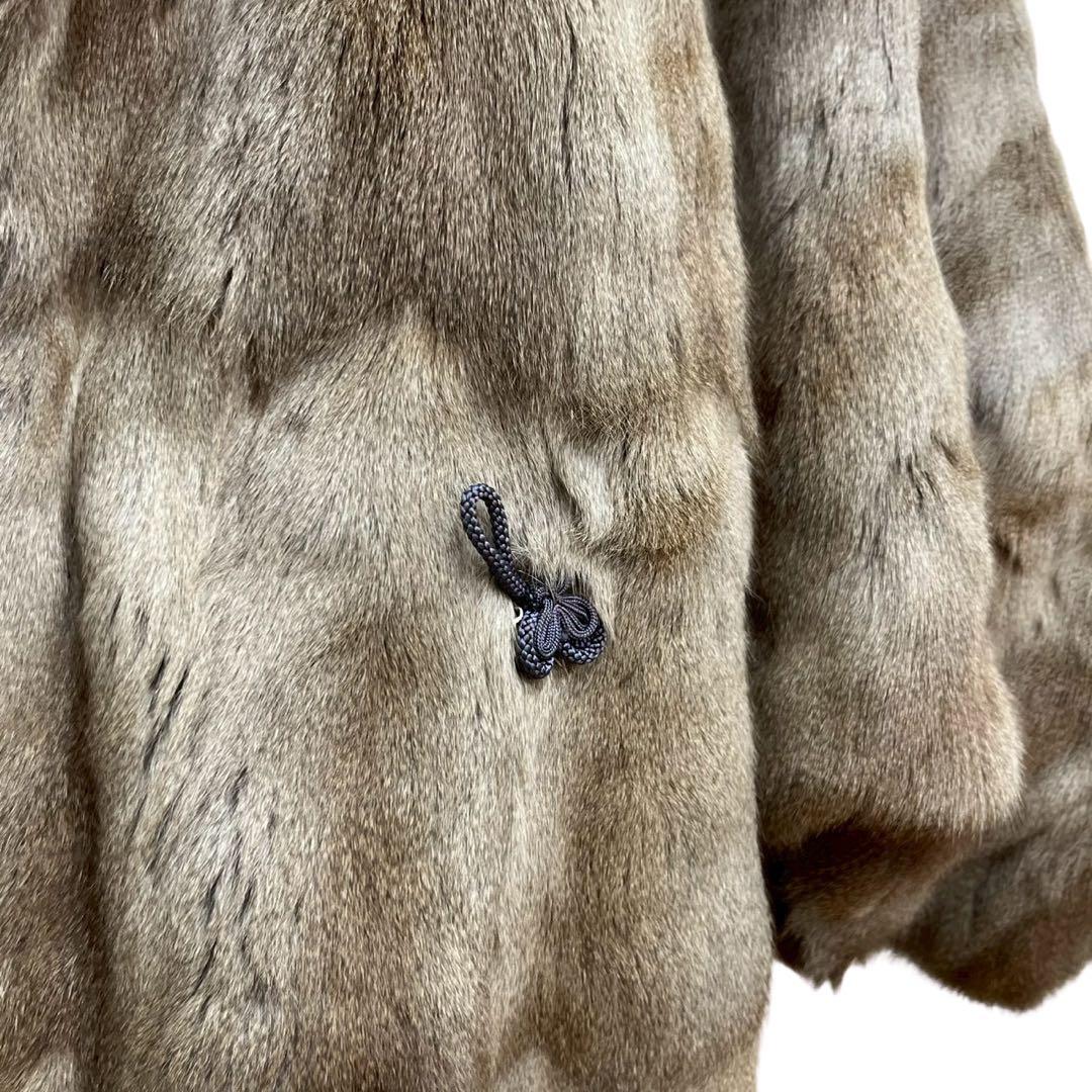 【ヴィンテージ本毛皮ファーコート1相当茶系80年代頃付き】