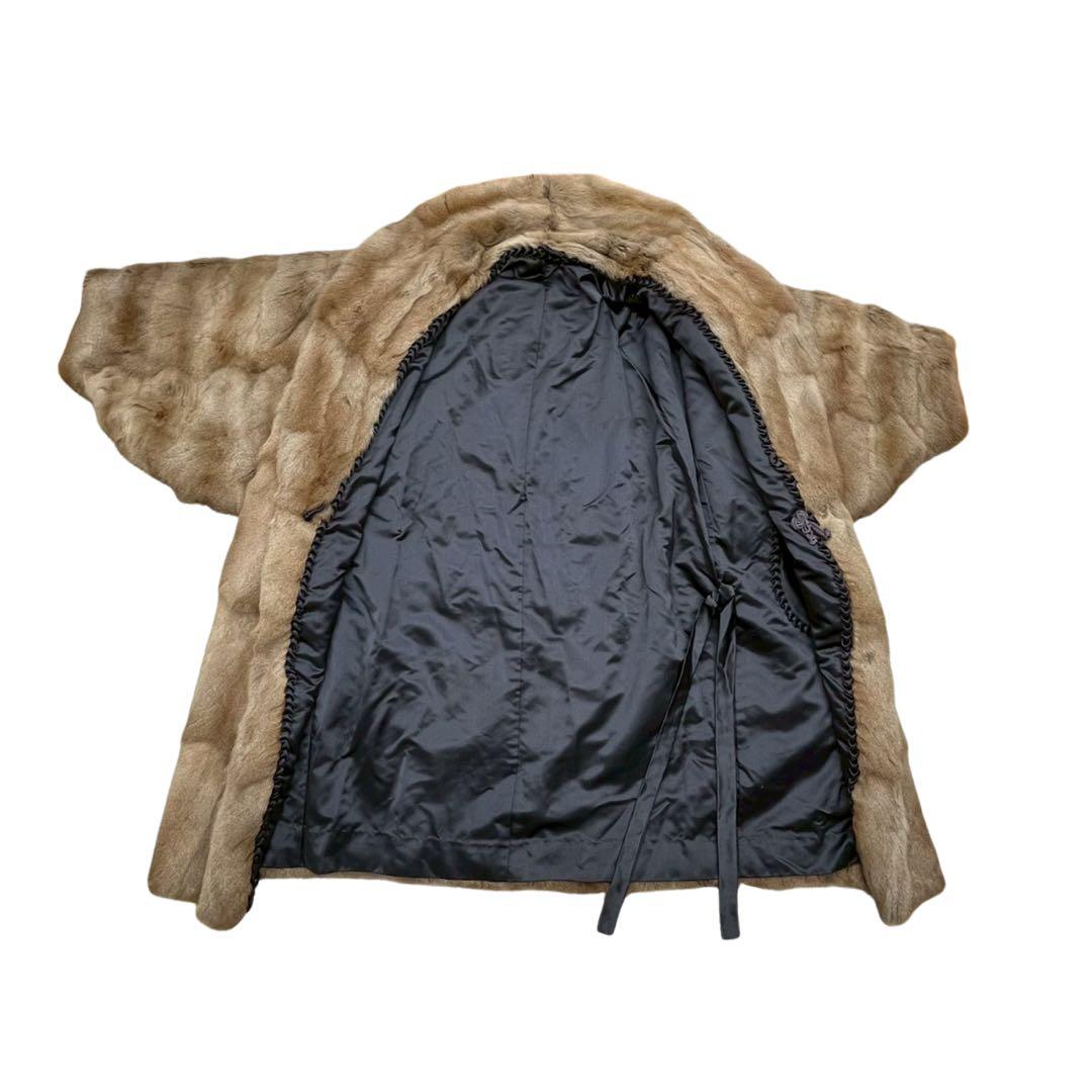 【ヴィンテージ本毛皮ファーコート1相当茶系80年代頃付き】