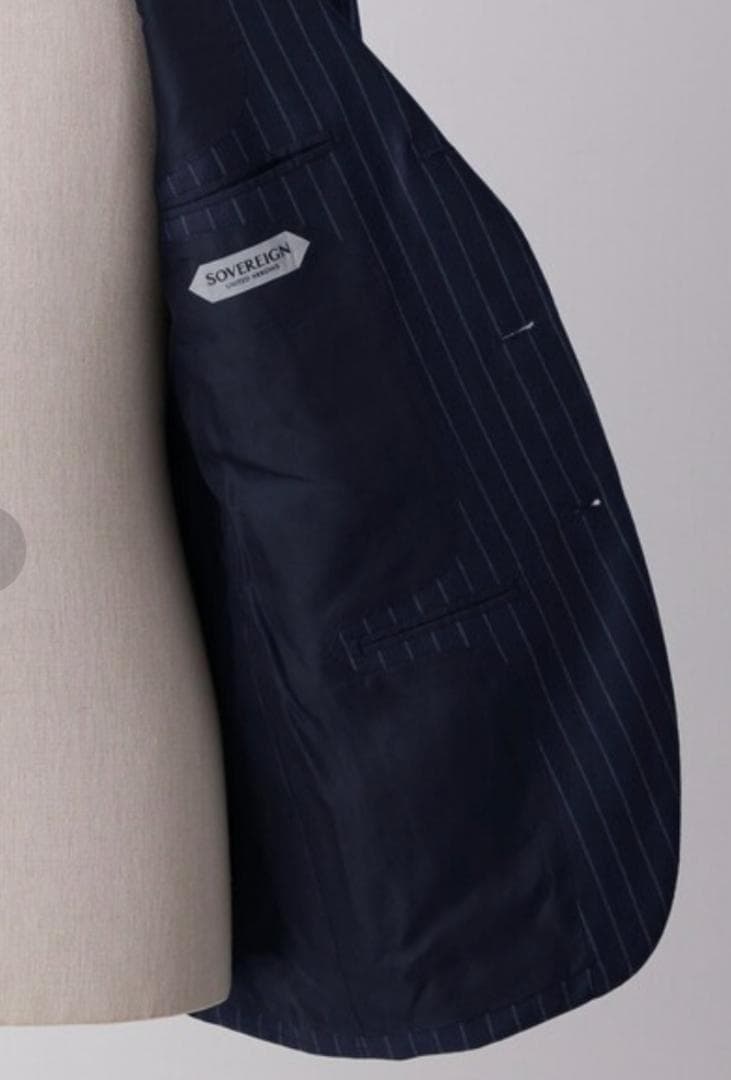 美品★SOVEREIGN ハンドライン チョークストライプ シングル3Bスーツ