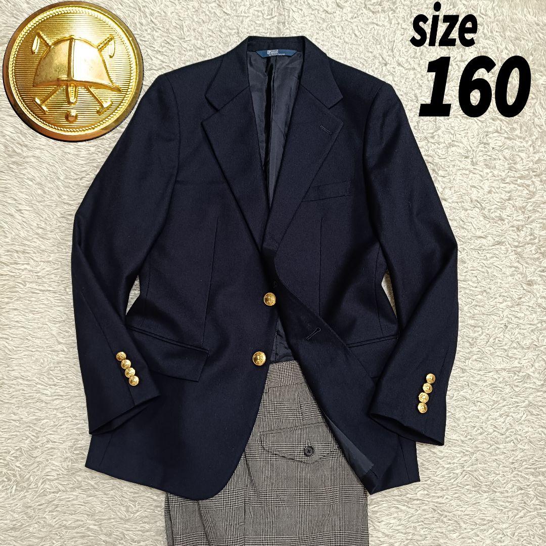 【極美品】ラルフローレン 紺ブレ スーツ 金ボタン グレンチェック柄 160