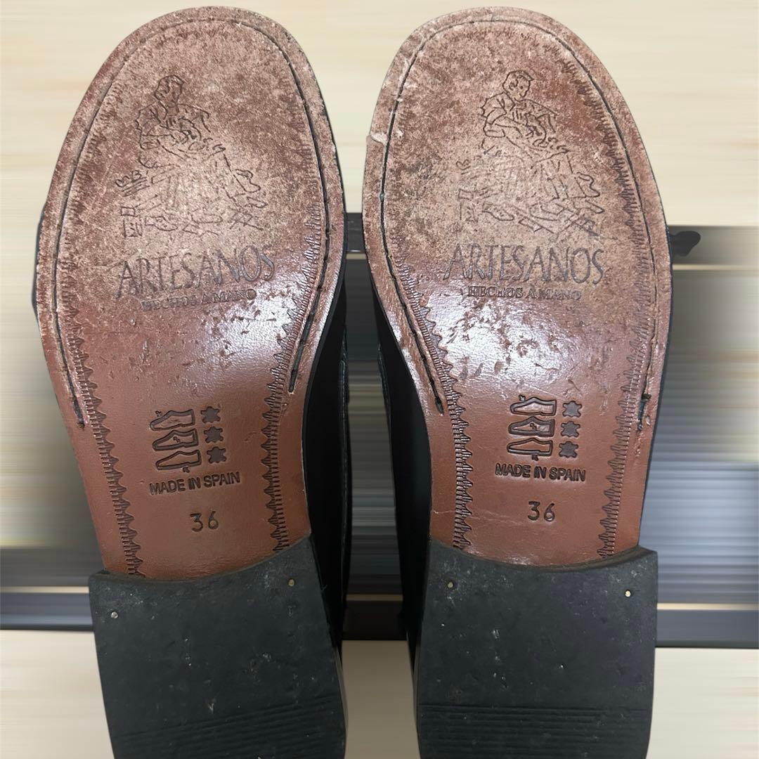 【美品】ARTESANOS アルテサノス ブラックビットローファー 牛革