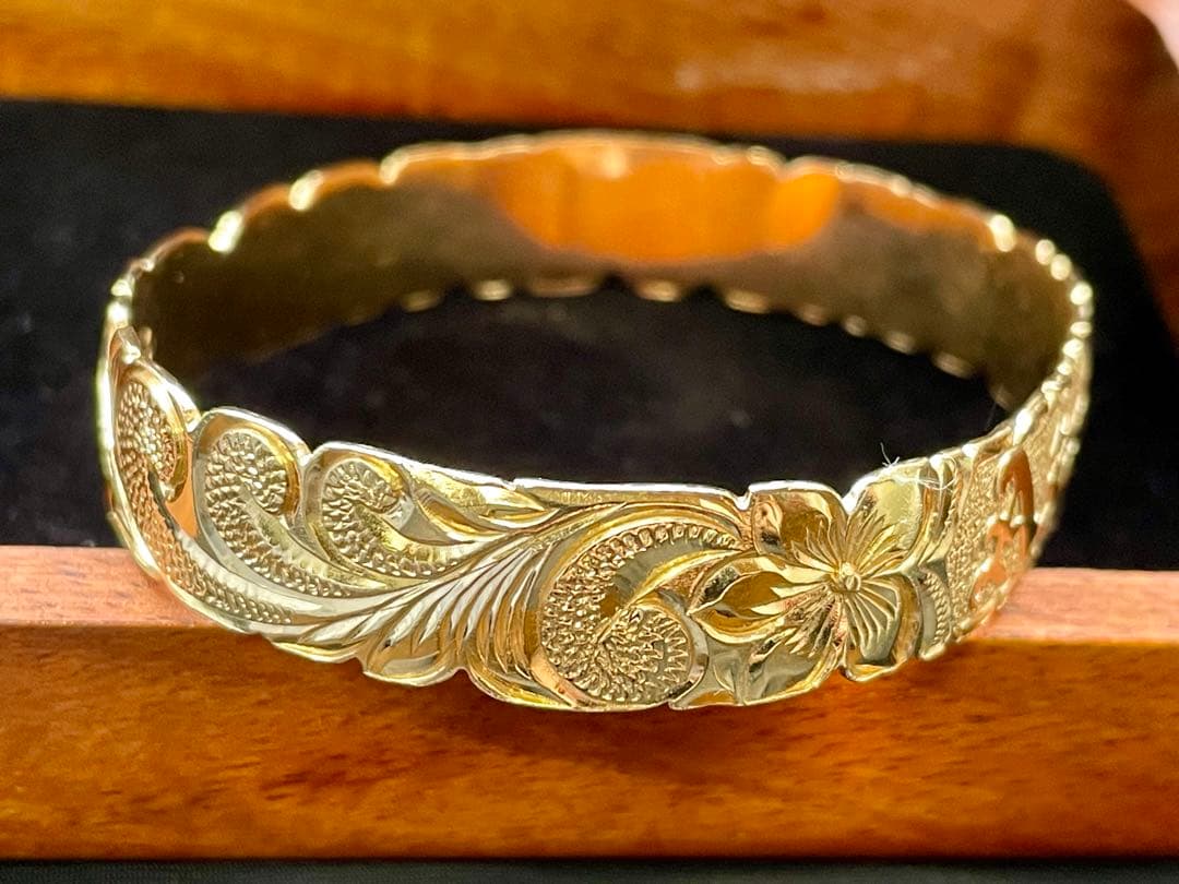 ハワイアンジュエリー バングル 12mm 14K