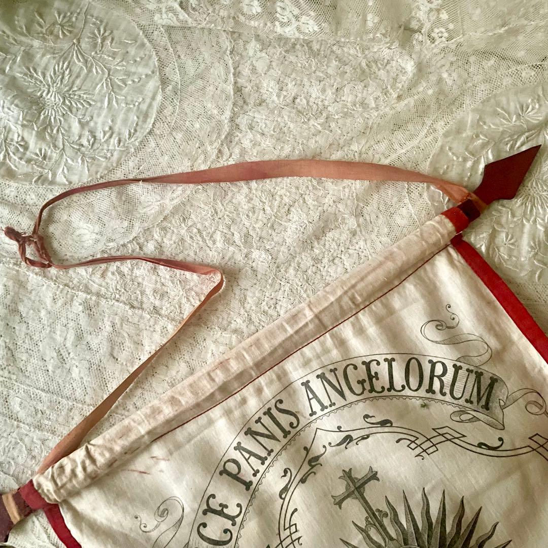 【希少】教会用バナー　天使　エンジェル　旗　19世紀　フランスアンティーク