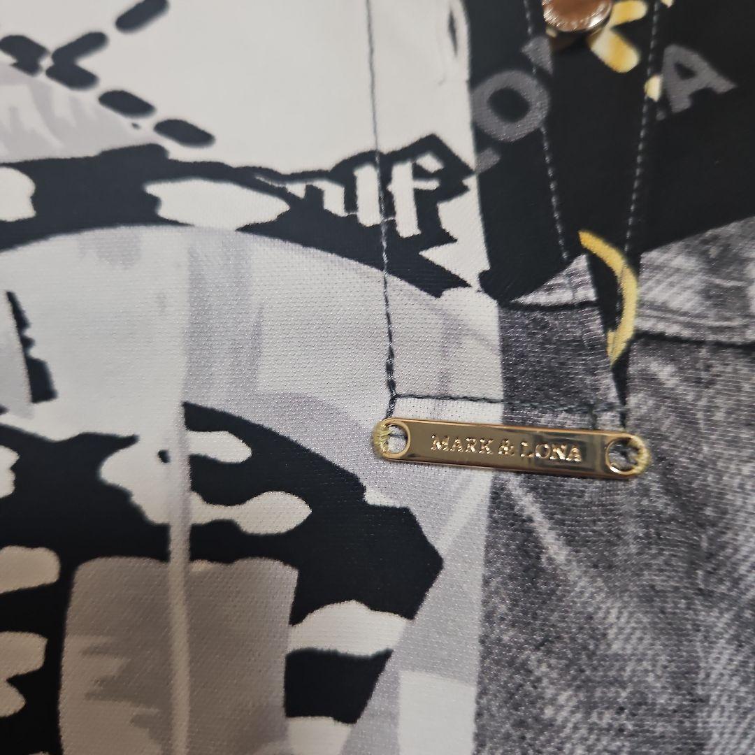 マークアンドロナ 半袖ポロシャツ M インディゴ黒 スワロスカル ドクロ