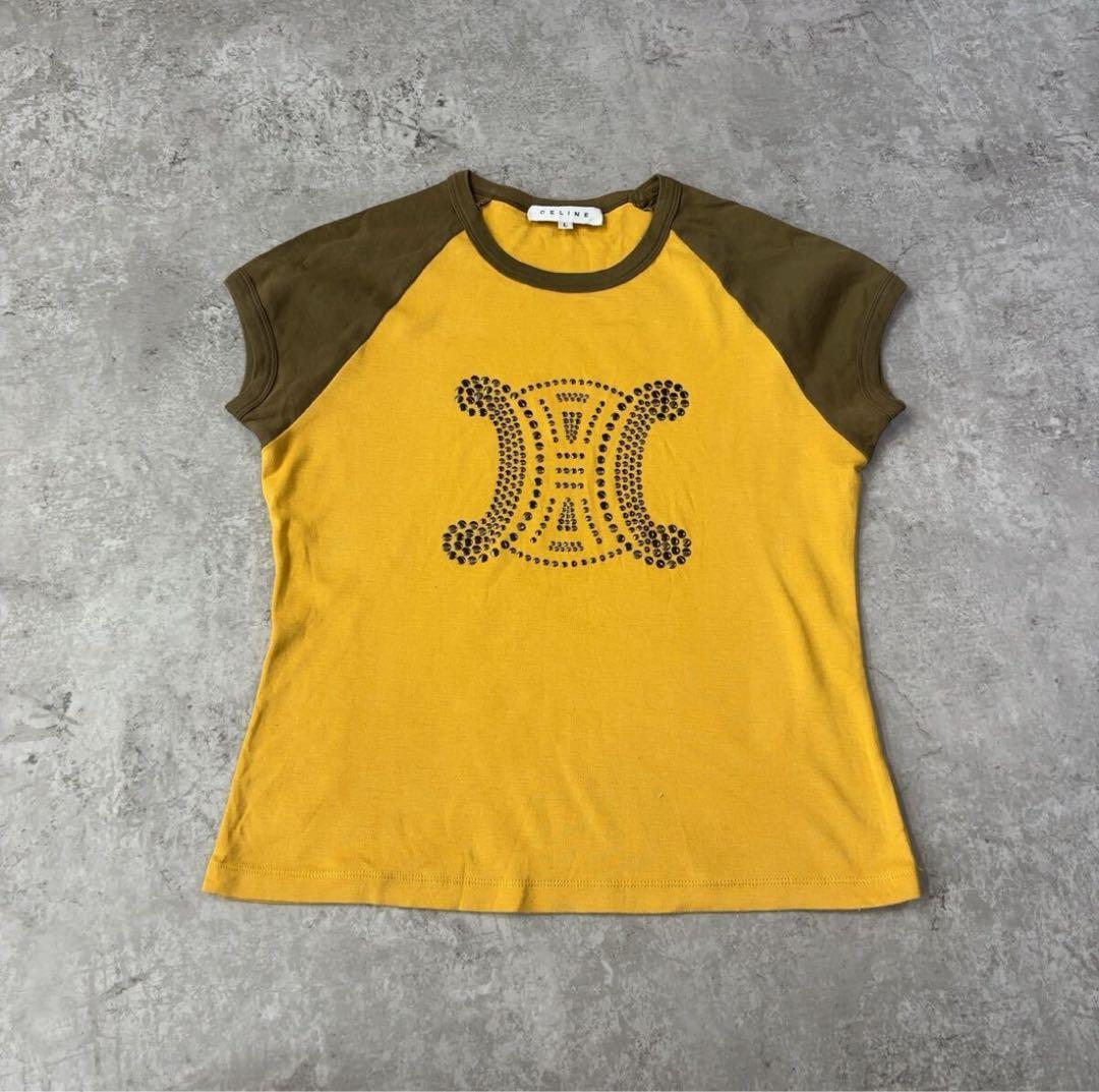 CELINE セリーヌ トリオンフロゴ スタッズ　Tシャツ L 00s 正規品