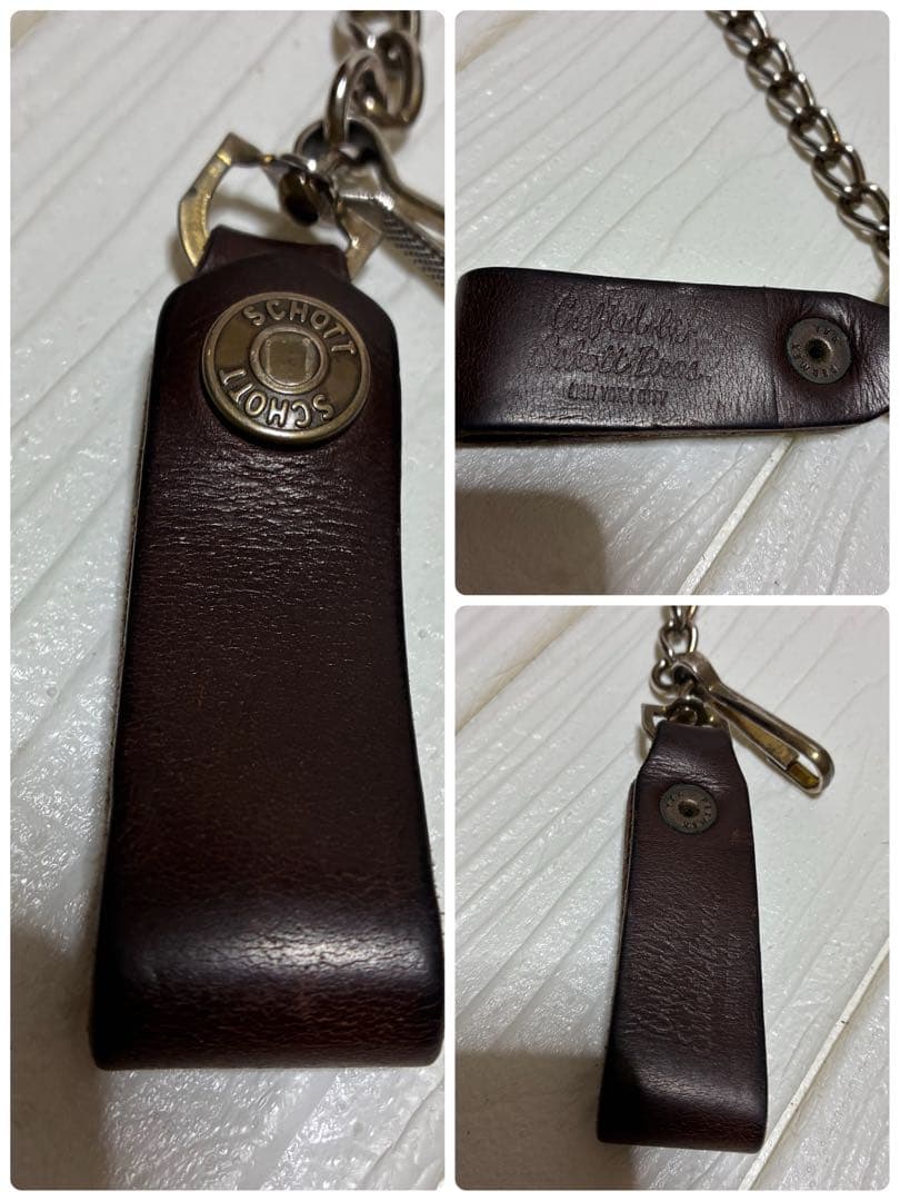 Sch￼ott ブラウンレザー ウォレットチェーン　ショット
