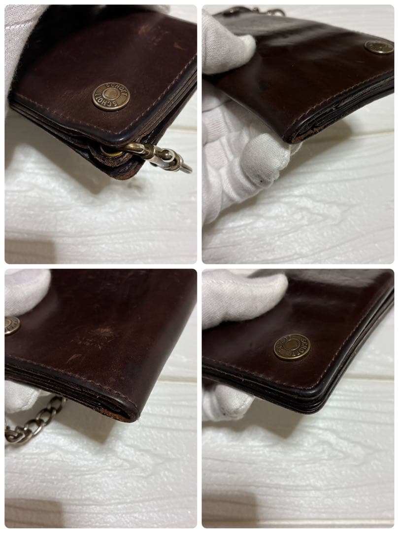 Sch￼ott ブラウンレザー ウォレットチェーン　ショット