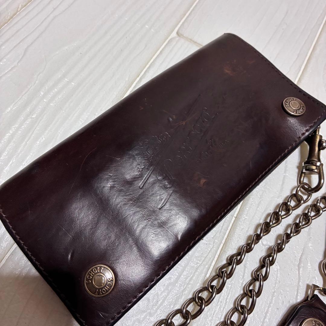 Sch￼ott ブラウンレザー ウォレットチェーン　ショット