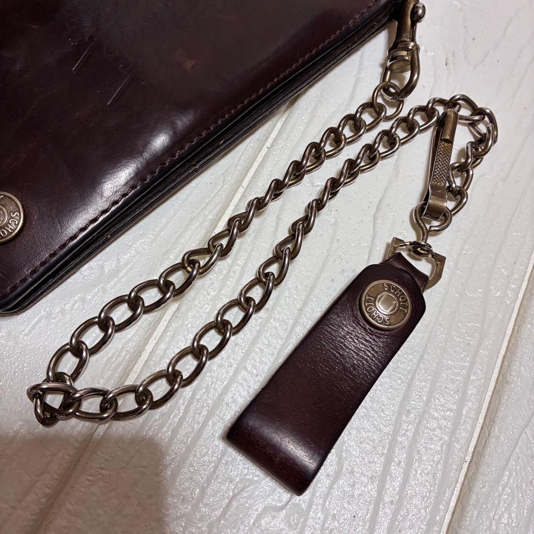 Sch￼ott ブラウンレザー ウォレットチェーン　ショット