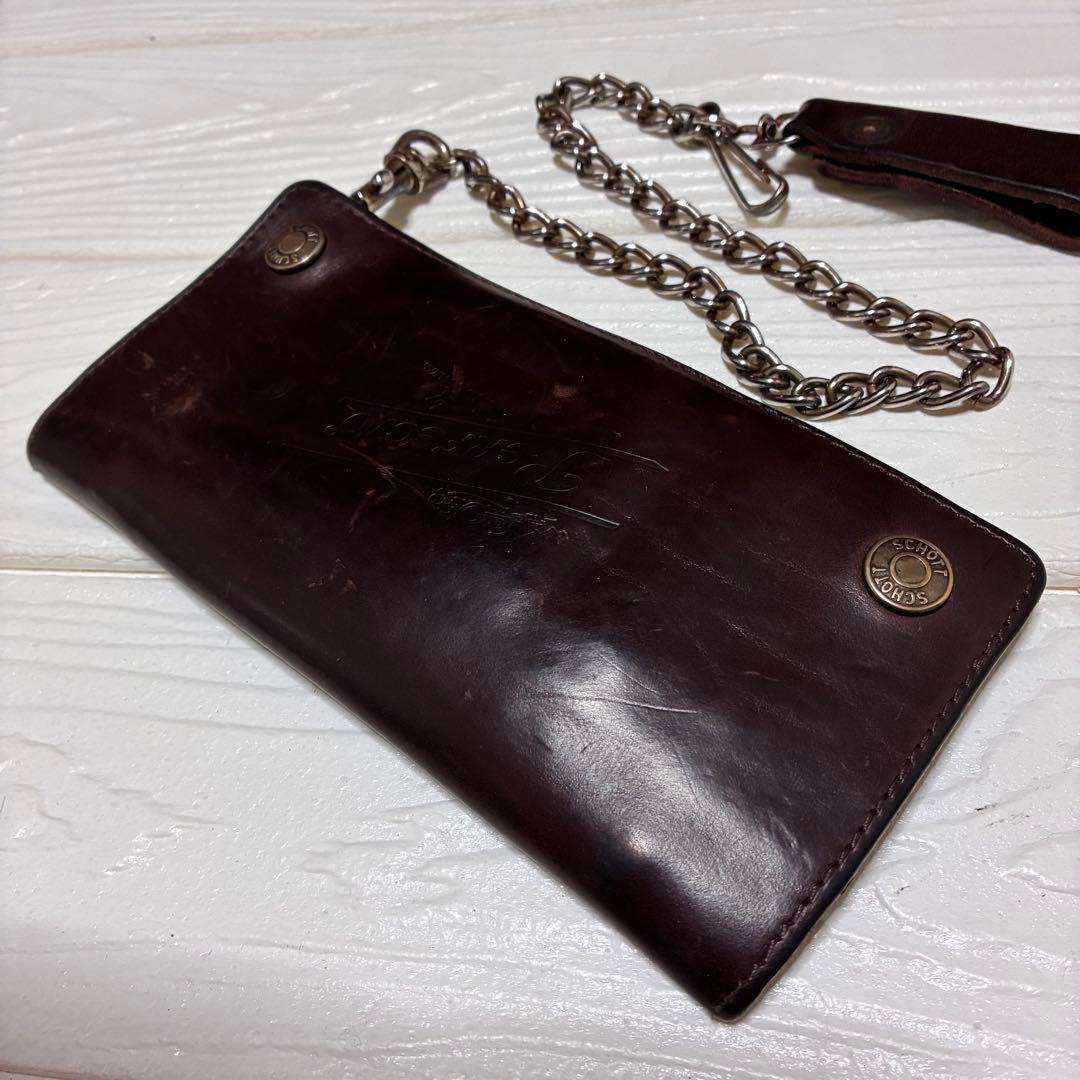 Sch￼ott ブラウンレザー ウォレットチェーン　ショット