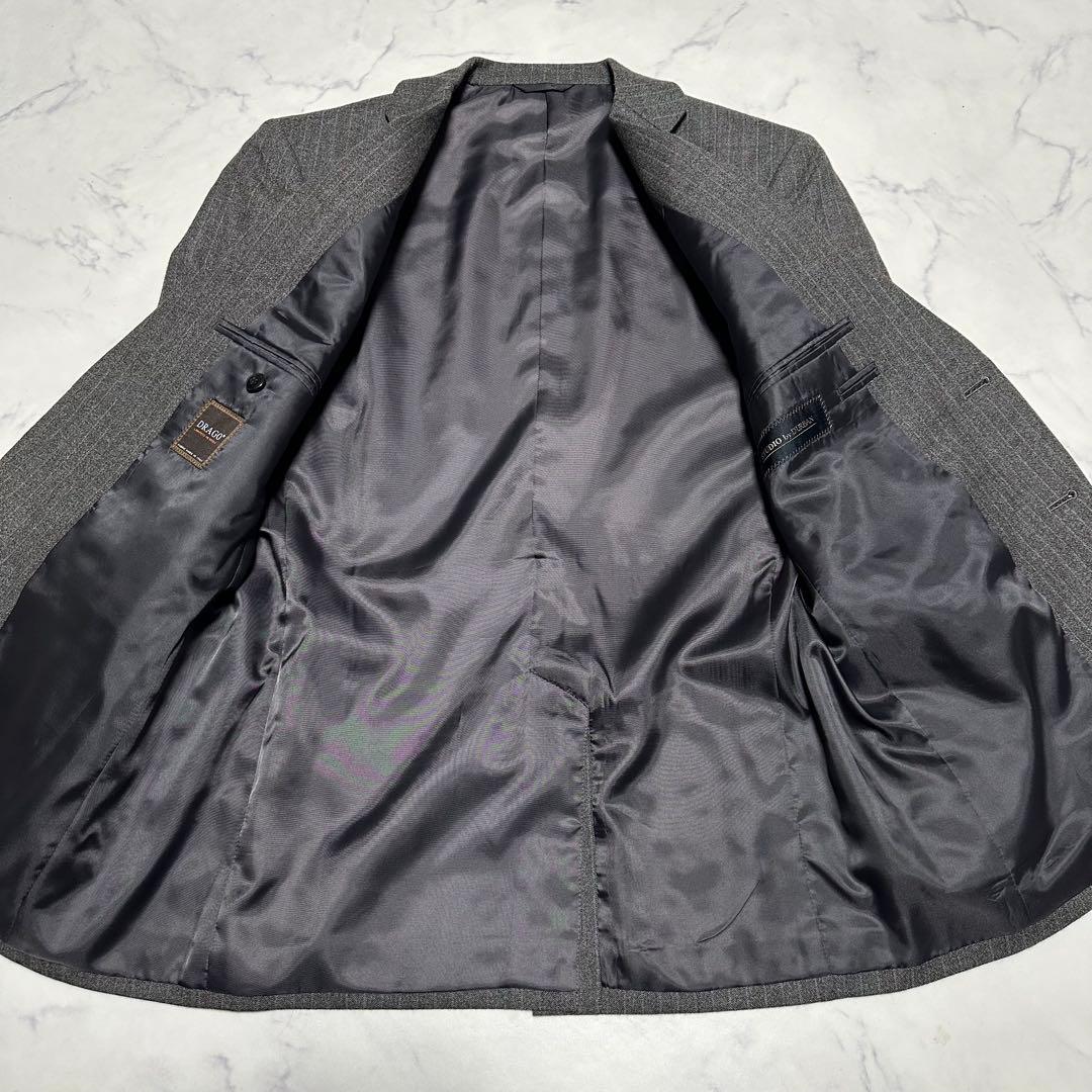 極美品　ダーバン　高級生地DRAGO ストライプスーツ　ブラウングレー　AB4