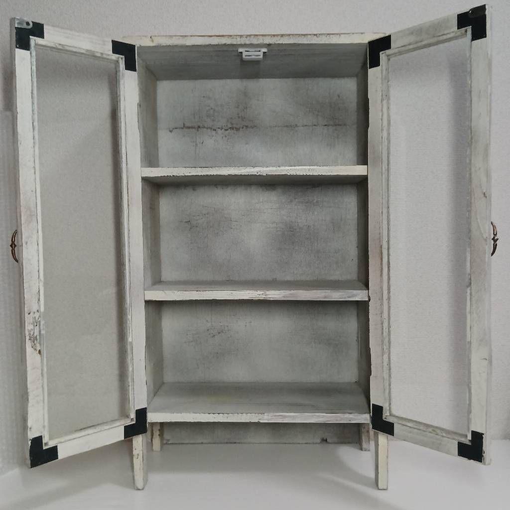 木製 アンティーク ディスプレイケース 飾り棚 食器棚 多目的 シャビ―シック