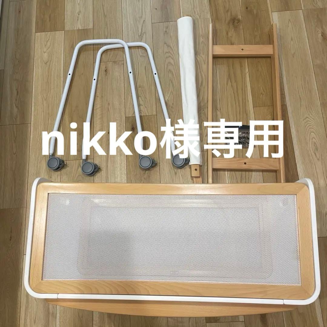 リリワゴン　マットレス付き　木製ベビーベッド キャスター付き