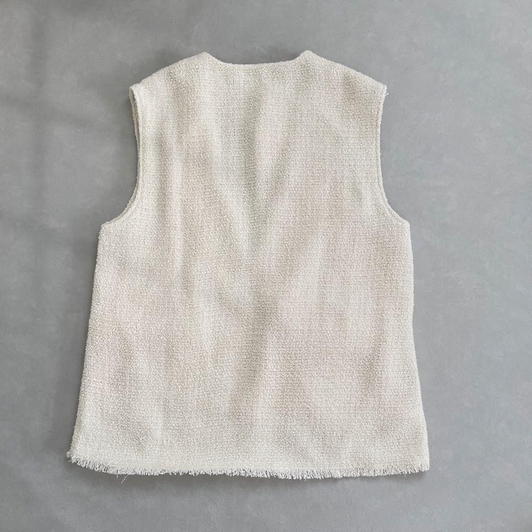 新品　ラウンジドレス　ツイードベスト　ジレ　アイボリー