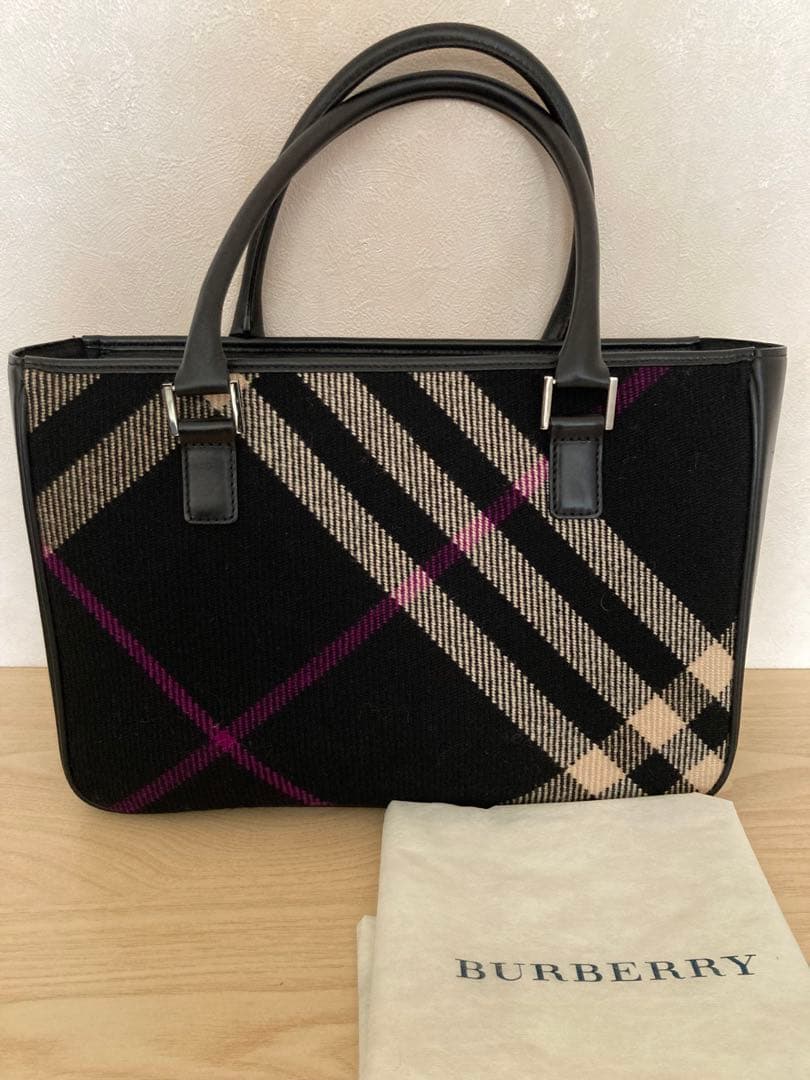 バーバリー BURBERRY レザー　ウール　ハンドバッグ　a4収納可