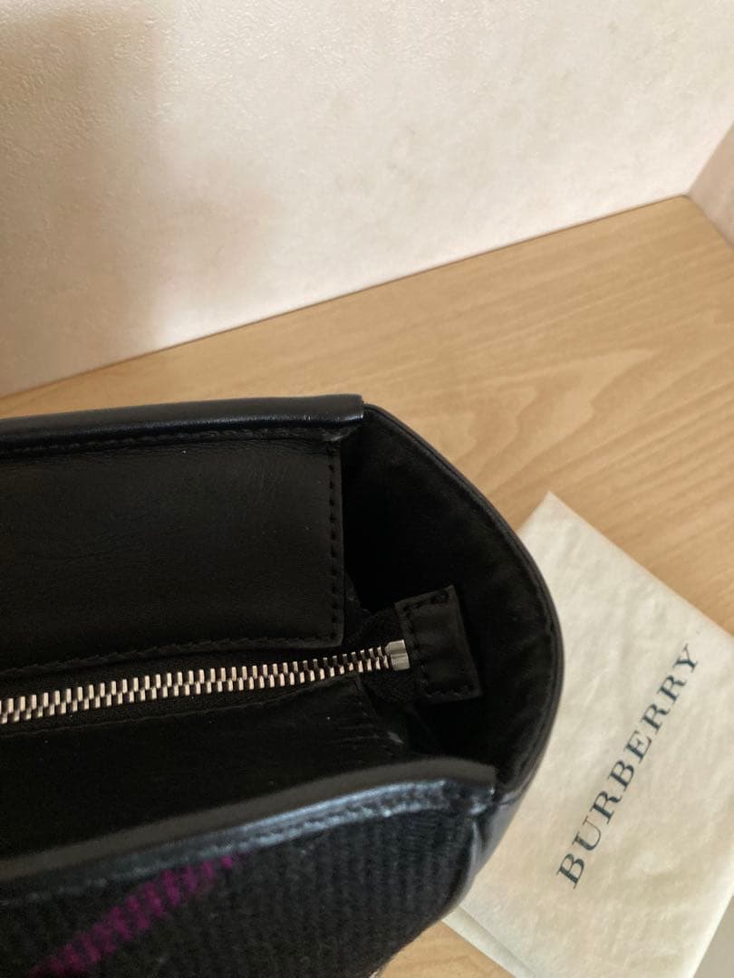 バーバリー BURBERRY レザー　ウール　ハンドバッグ　a4収納可
