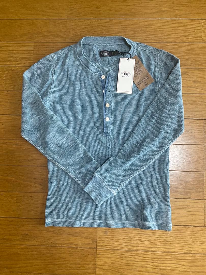 【新品】ダブルアールエル　ストレッチコットンワッフルヘンリー　ミディアムインデゴ