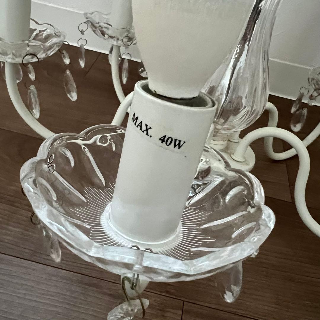 IKEA FYRTIO シャンデリア5灯 ホワイト 電球付き 北欧 クリスタル調