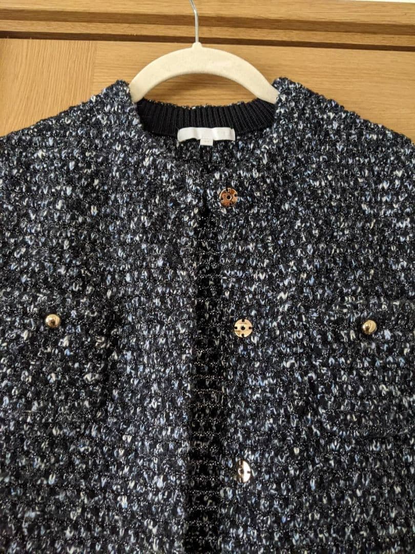 自由区 ツイード調 ニットジレ 44 上品ラメ 23区好きな方にもオンワード