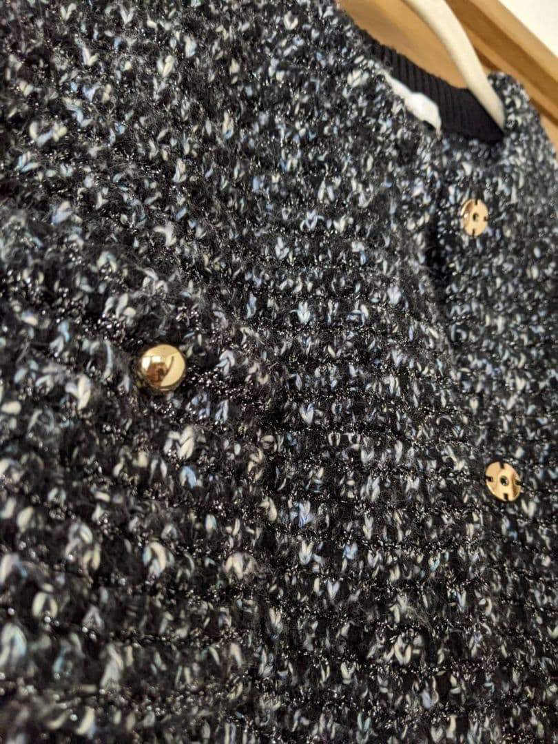 自由区 ツイード調 ニットジレ 44 上品ラメ 23区好きな方にもオンワード