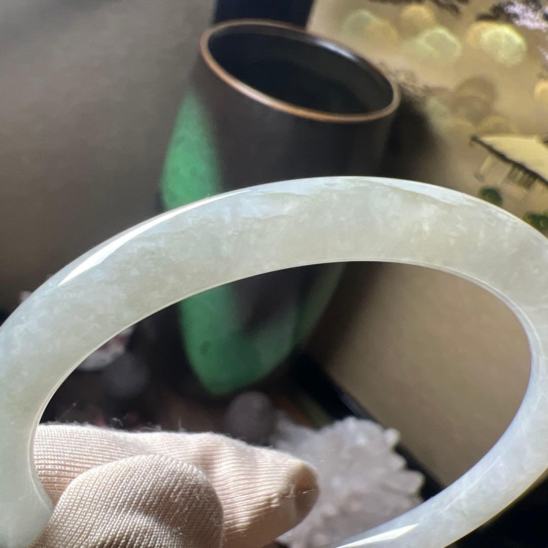 本翡翠、入門用、 氷種細身バングル　〜54