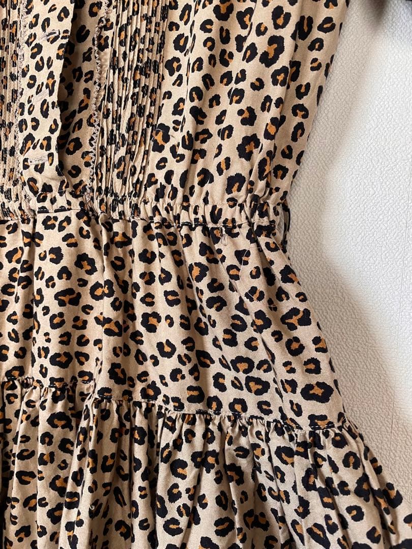 公*o様 カネコイサオ　綿ブロード　豹柄ワンピース