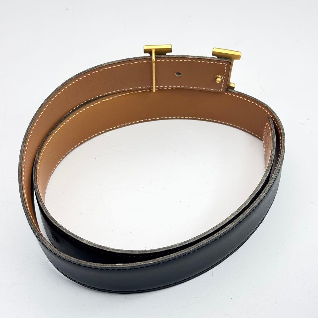 エルメス　Hロゴ　コンスタンス　ベルト　ゴールド　ブラック　ブラウン　レザー