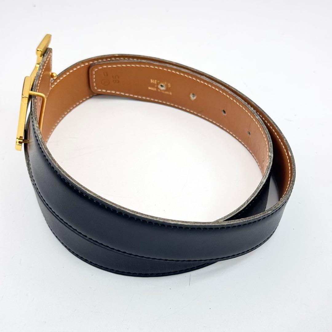 エルメス　Hロゴ　コンスタンス　ベルト　ゴールド　ブラック　ブラウン　レザー