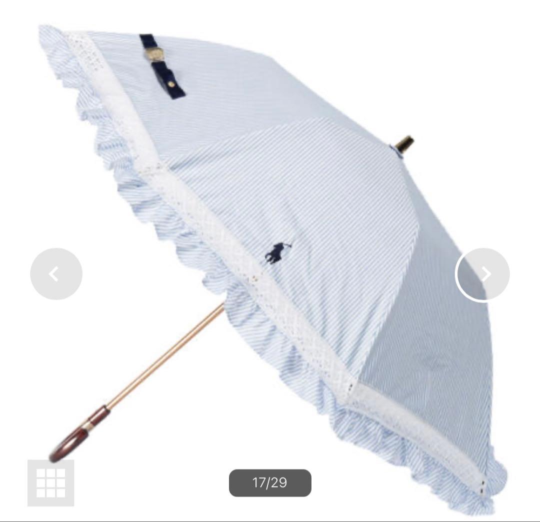 美品RALPH LAURENフリル晴雨兼用折りたたみ日傘　定価15400円