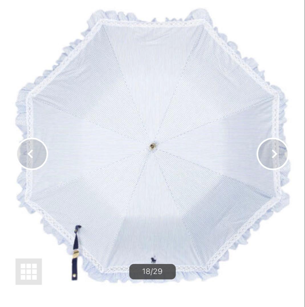 美品RALPH LAURENフリル晴雨兼用折りたたみ日傘　定価15400円