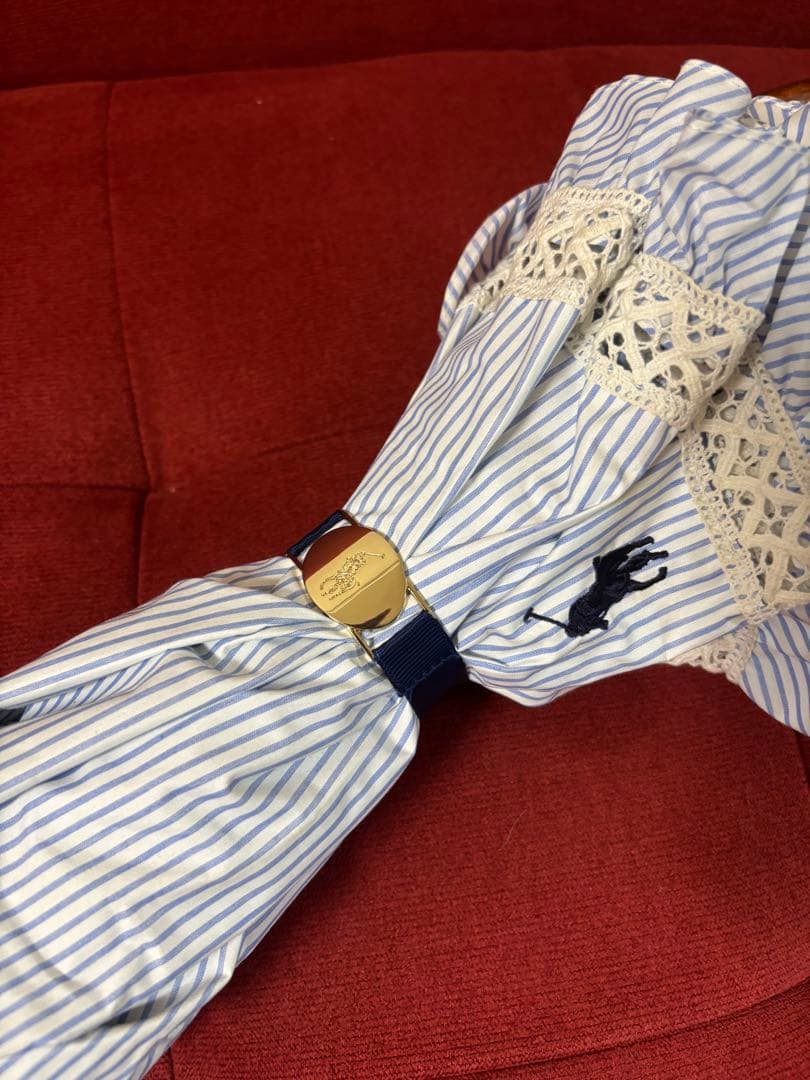 美品RALPH LAURENフリル晴雨兼用折りたたみ日傘　定価15400円